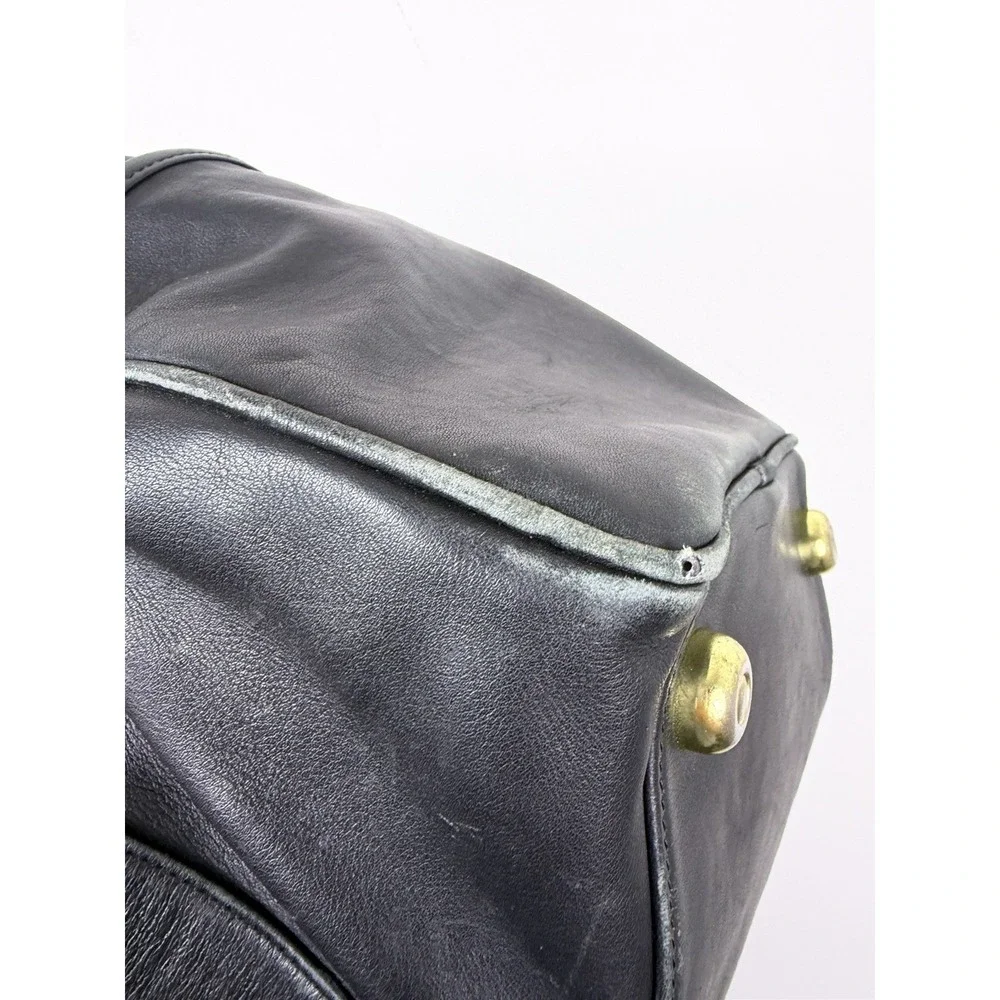 COACH OLD COACH 2-Way Boston Bag Black Leather Shoulder Duffle Vintage 0595